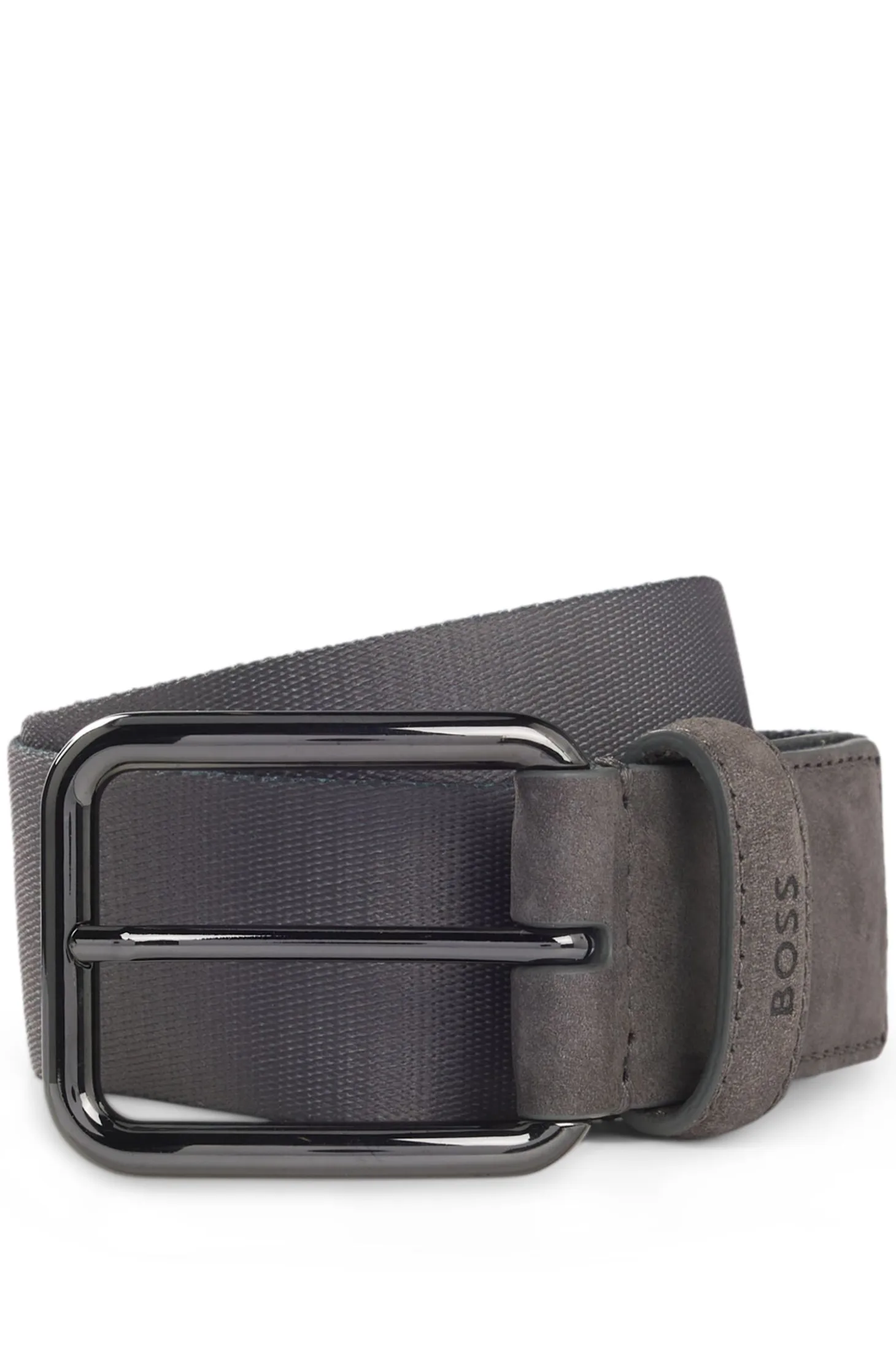 BOSS x ASTON MARTIN belt in nubuck leather with webbing