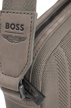 BOSS x ASTON MARTIN knitted crossbody bag with suede trims