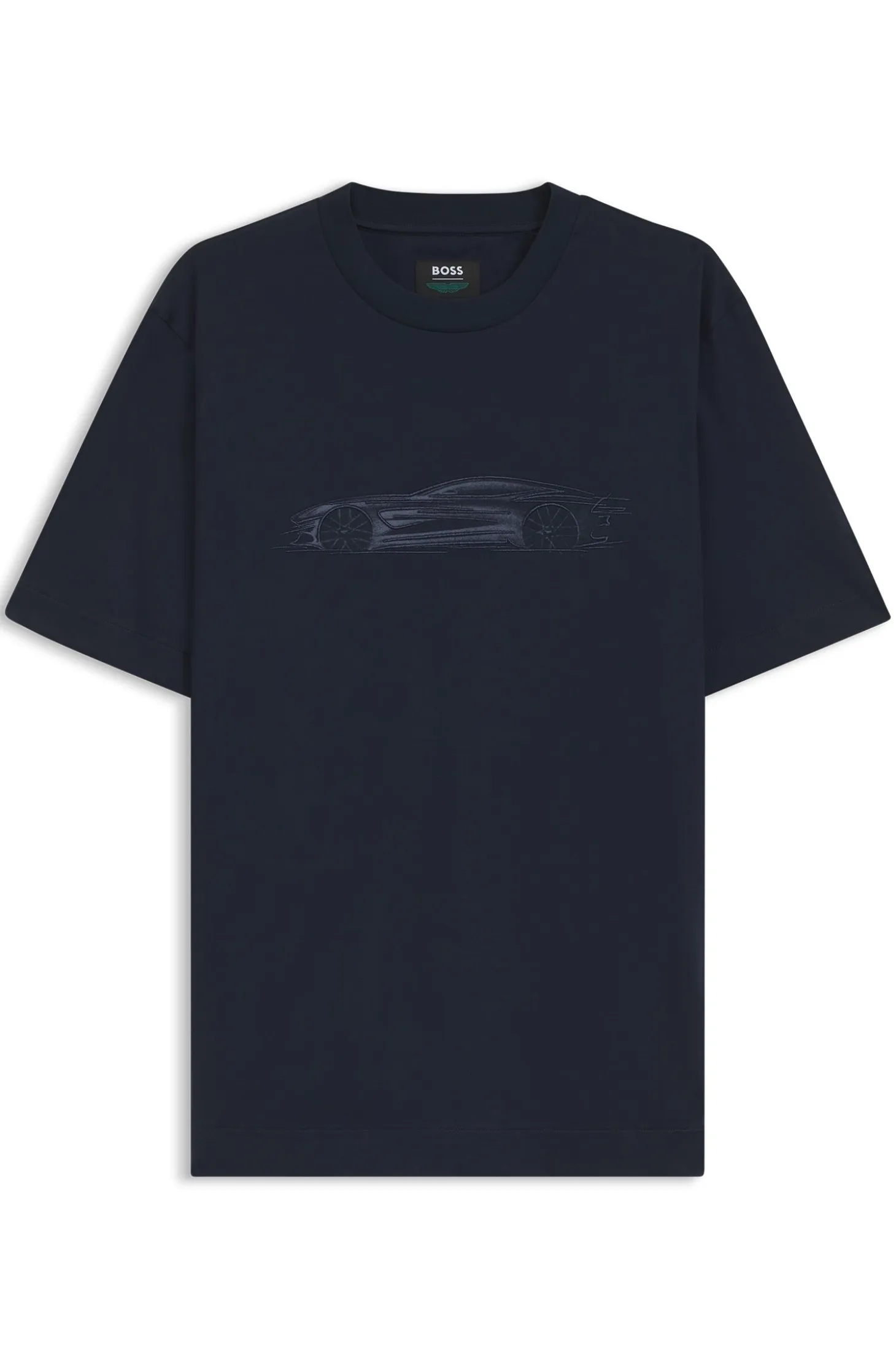 BOSS x ASTON MARTIN mercerised-cotton T-shirt with car artwork