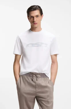 BOSS x ASTON MARTIN mercerised-cotton T-shirt with car artwork