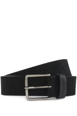BOSS x ASTON MARTIN perforated-suede belt with logo