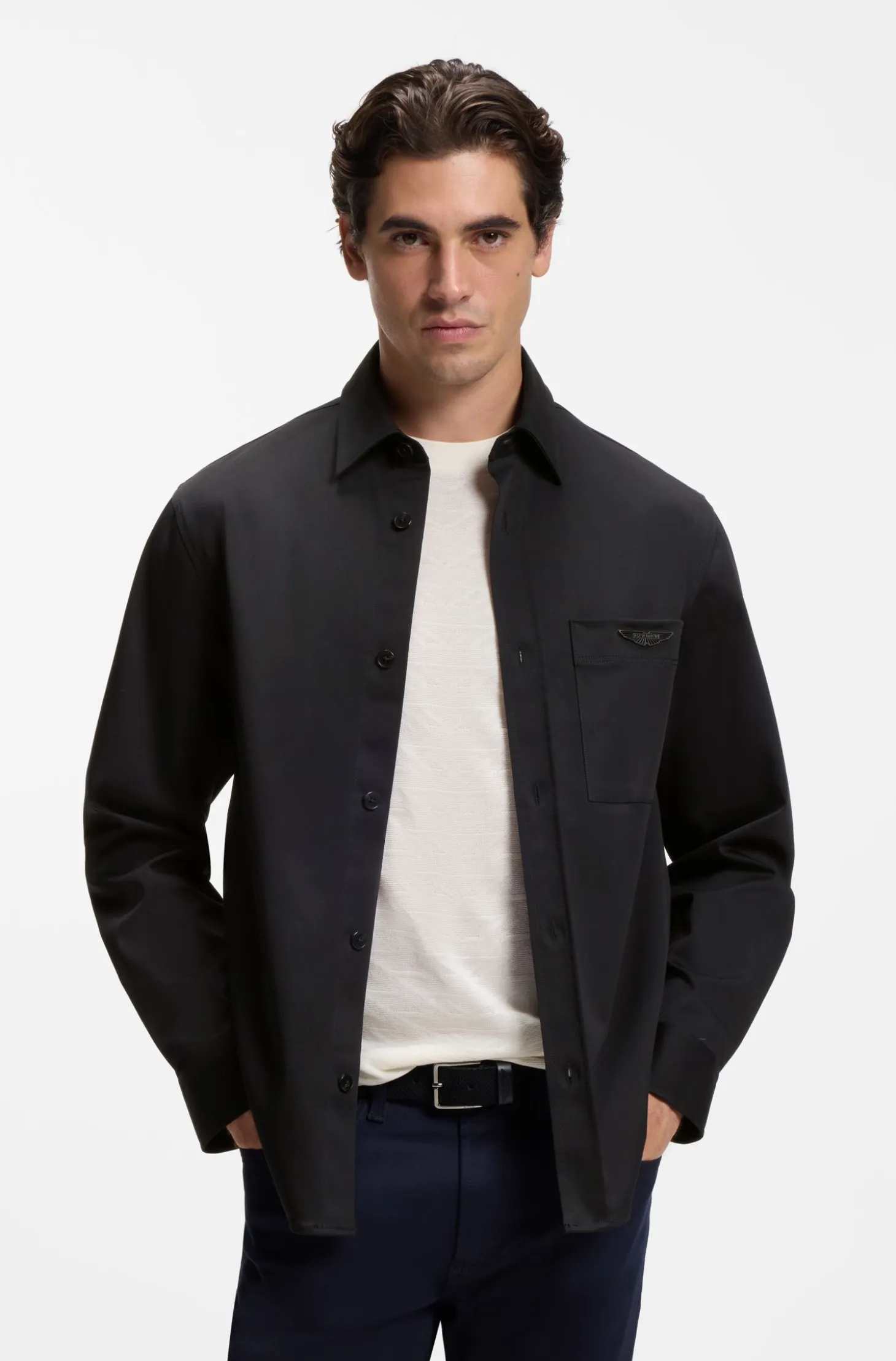 BOSS x ASTON MARTIN relaxed-fit overshirt in stretch cotton