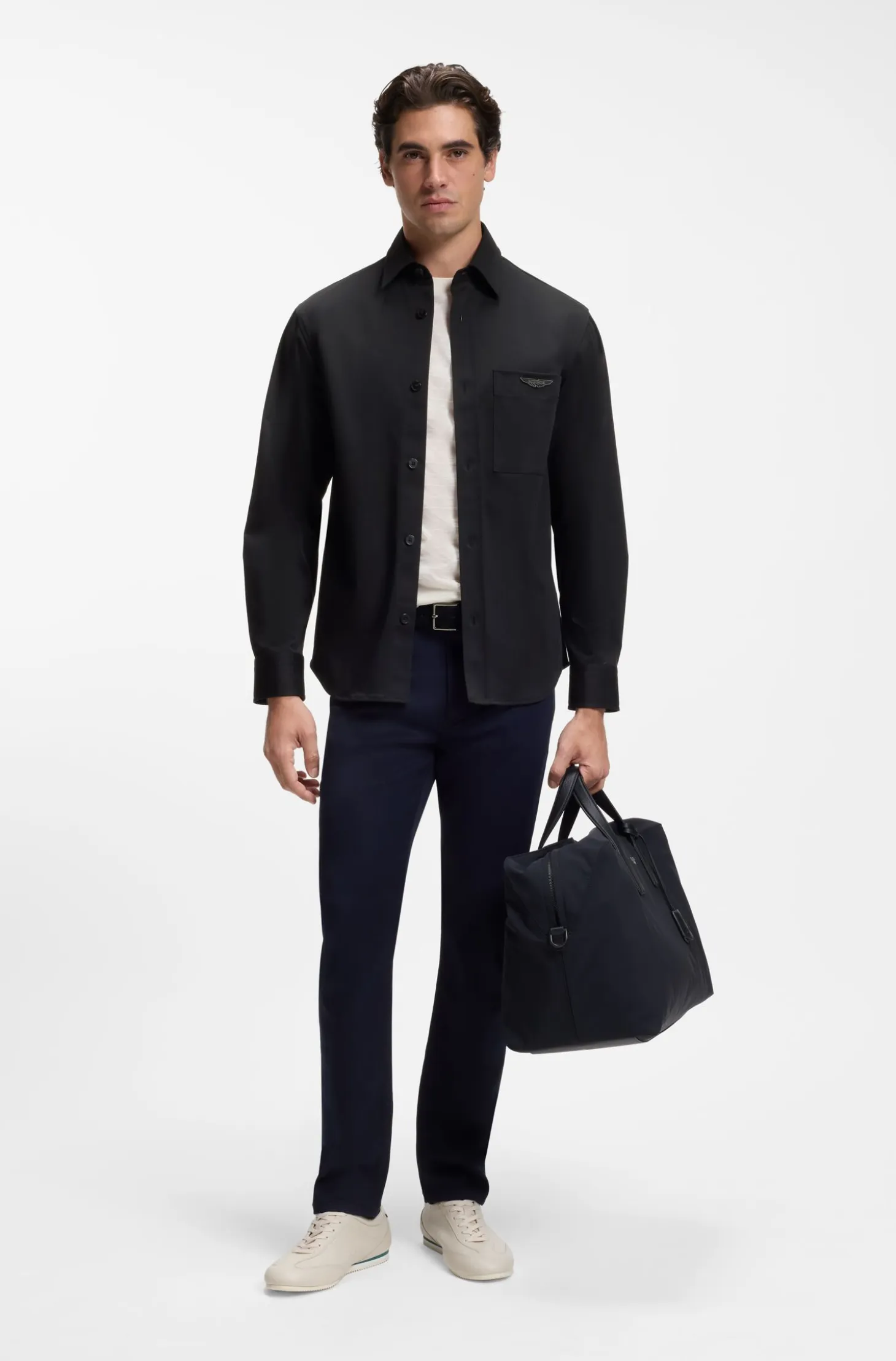 BOSS x ASTON MARTIN relaxed-fit overshirt in stretch cotton