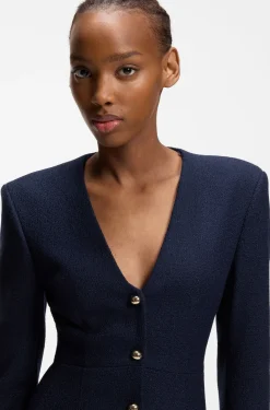 Bouclé dress with gold-tone buttons