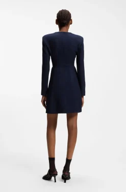 Bouclé dress with gold-tone buttons