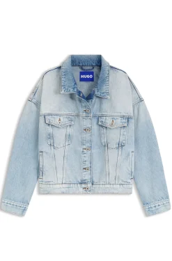 Boxy-fit jacket in blue rigid denim
