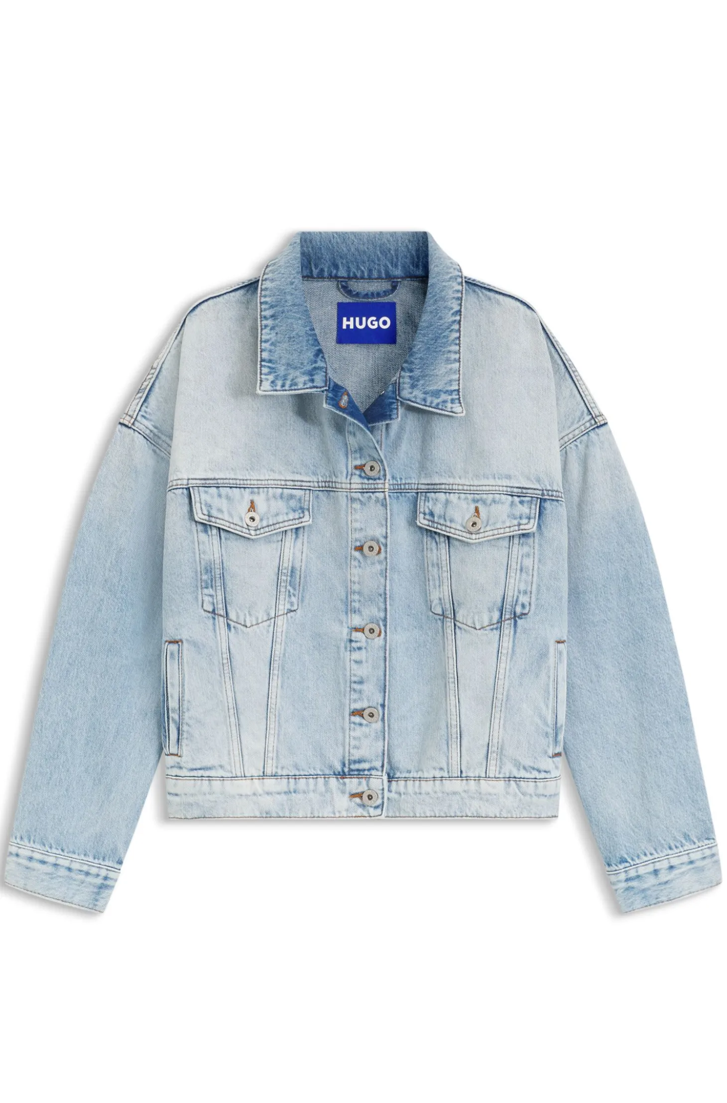 Boxy-fit jacket in blue rigid denim