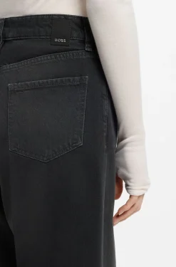Boyfriend-fit jeans in grey rigid denim
