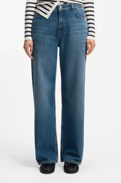Boyfriend-fit jeans in indigo cotton blend