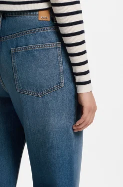 Boyfriend-fit jeans in indigo cotton blend