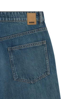 Boyfriend-fit jeans in indigo cotton blend