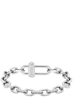 Braided bracelet with a magnetic logo clasp