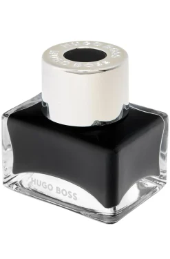 Branded fountain pen ink bottle in black