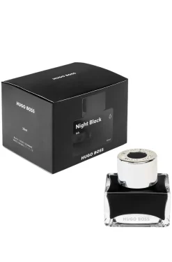 Branded fountain pen ink bottle in black