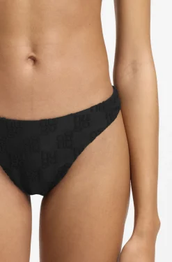 Brazilian bikini bottoms in stretch terry with stacked logos