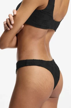 Brazilian bikini bottoms in stretch terry with stacked logos