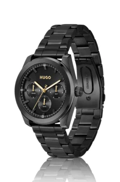 #BRIGHT SPORT Black-plated watch with tonal dial and bracelet