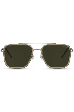 Brown-acetate sunglasses with metal trims