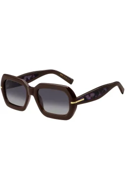 Brown-acetate sunglasses with patterned temples