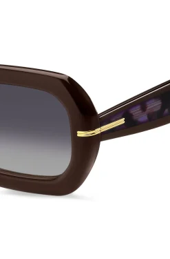Brown-acetate sunglasses with patterned temples