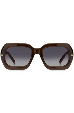 Brown-acetate sunglasses with patterned temples