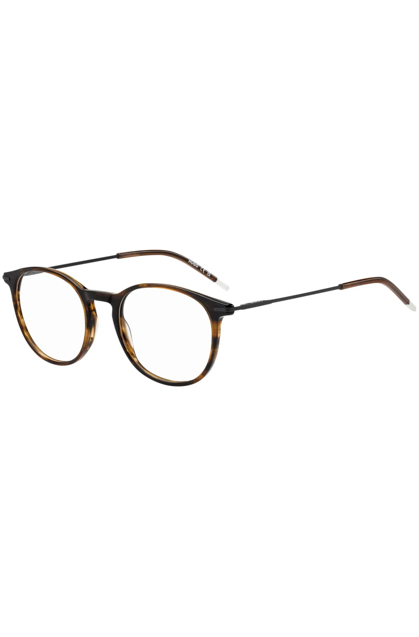 Brown-horn optical frames with metal temple