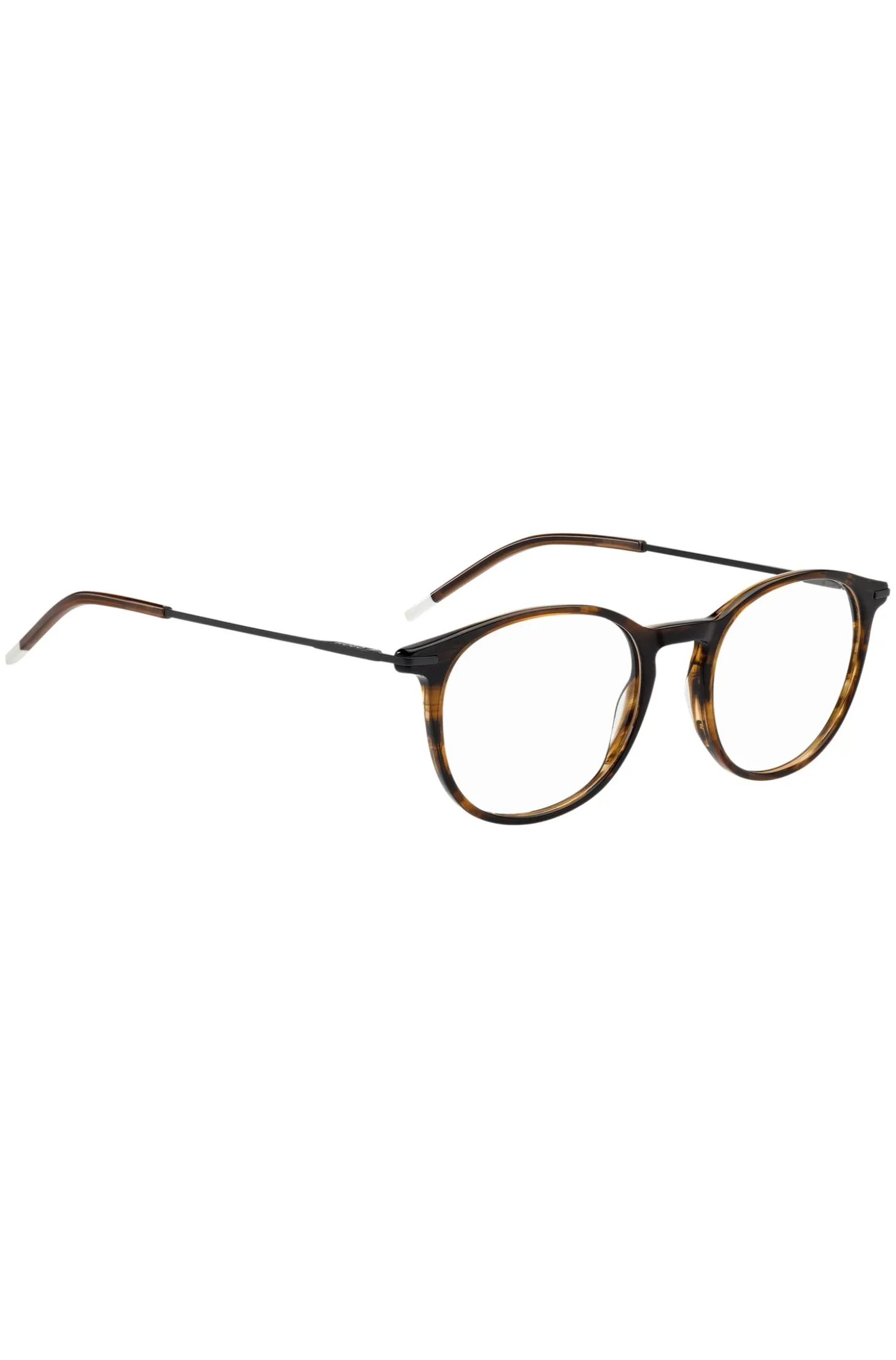 Brown-horn optical frames with metal temple