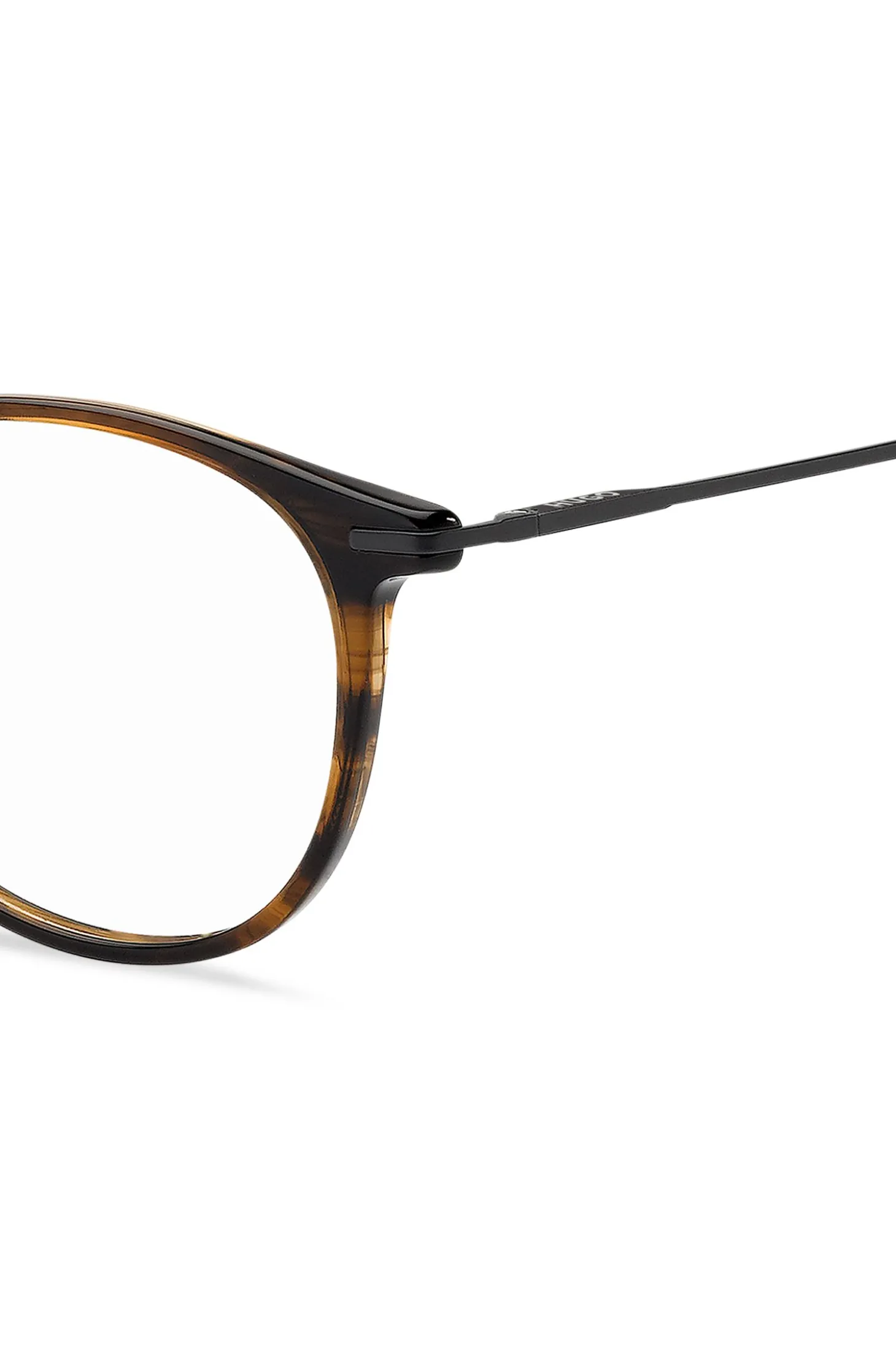 Brown-horn optical frames with metal temple