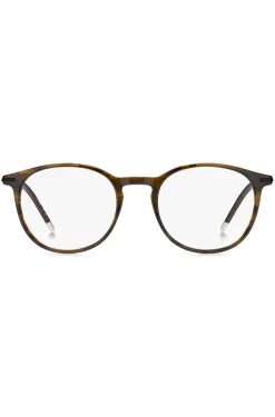 Brown-horn optical frames with metal temple