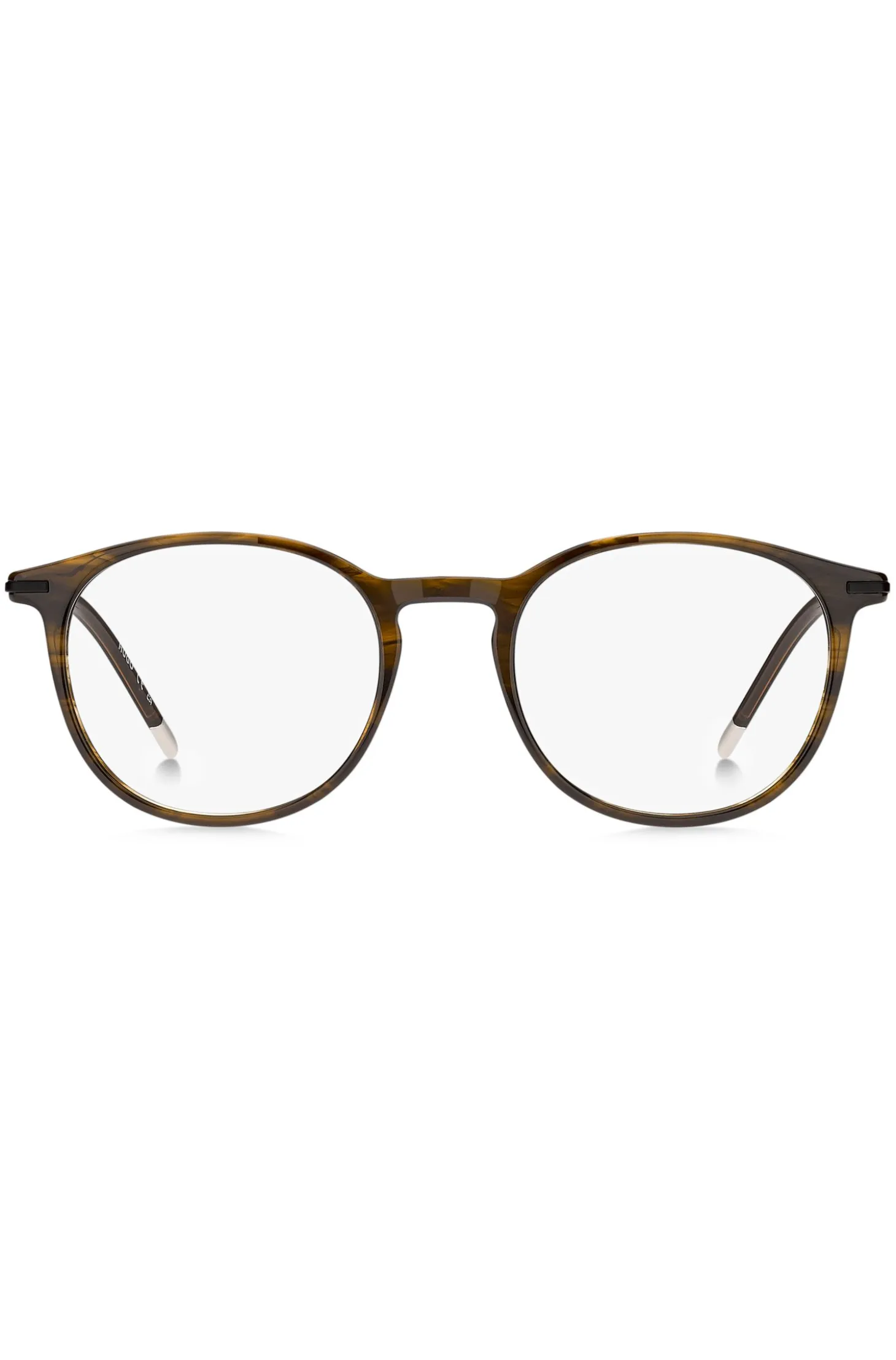 Brown-horn optical frames with metal temple
