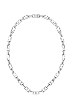 Brushed and polished chain necklace