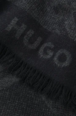 Brushed-cotton scarf with jacquard pattern