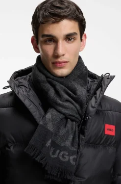 Brushed-cotton scarf with jacquard pattern