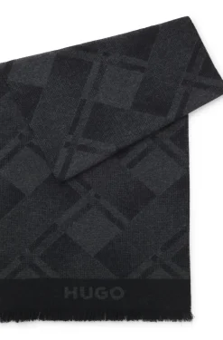 Brushed-cotton scarf with jacquard pattern