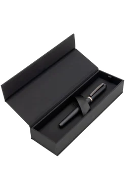 Brushed rollerball pen with signature-stripe ring