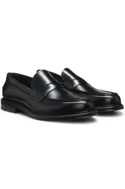 Brush-off leather college loafers made in Italy