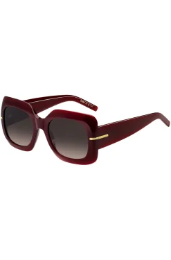 Burgundy-acetate sunglasses with gold-tone hinges