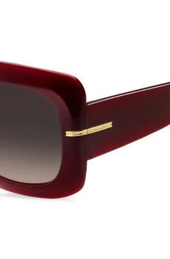 Burgundy-acetate sunglasses with gold-tone hinges