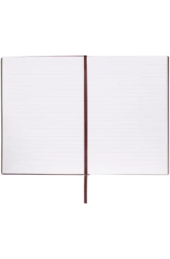 Burgundy check-print A5 notebook with gold-tone logo