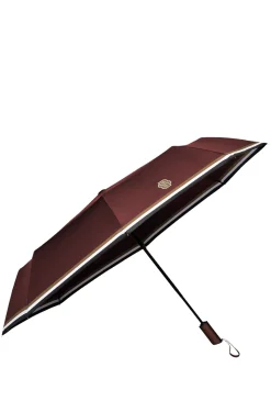 Burgundy pocket umbrella with Double B and signature stripes