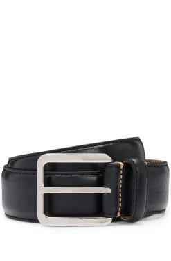 Business belt in Italian leather with brass buckle