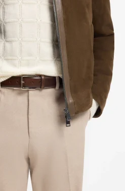 Business belt in Italian leather with brass buckle