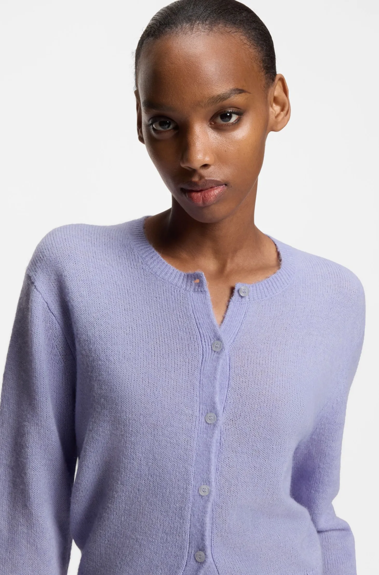 Buttoned cardigan with tonal logo embroidery