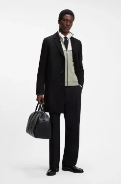 Buttoned coat in a virgin-wool blend