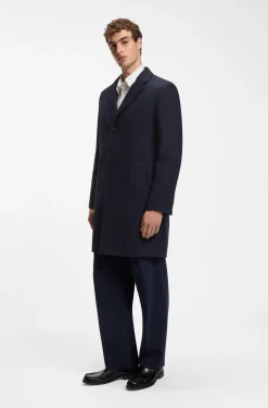 Buttoned coat in a virgin-wool blend
