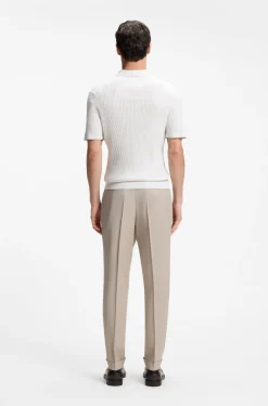Cable-knit polo sweater in cotton and cashmere