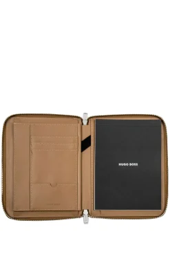 Camel A5 conference folder in pebble-textured faux leather
