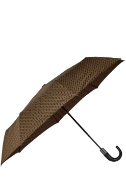 Camel monogram-pattern umbrella with logo strap
