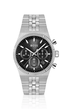 Candor black-dial chronograph watch with fluted bezel