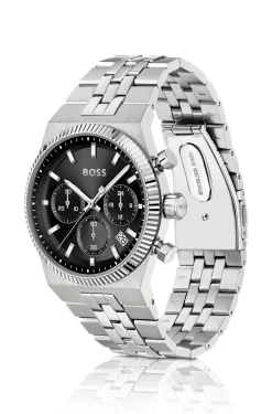 Candor black-dial chronograph watch with fluted bezel